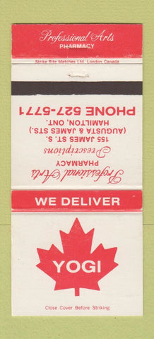 Matchbook Cover - Yogi Professional Arts Drug Store Hamilton ON 30 Strike