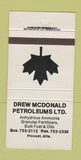 Matchbook Cover - Drew Mcdonald Petroleum Fertilizer Provost AB 30 Strike
