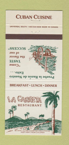 Matchbook Cover - La Carreta Restaurant Cuban Food Miami Hialeah FL 30 Strike