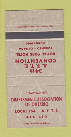 Matchbook Cover - Draftsmen's Association of Toronto ON 1960 30 Strike