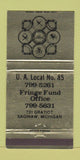 Matchbook Cover - UA Local Union Saginaw MI WEAR 30 Strike