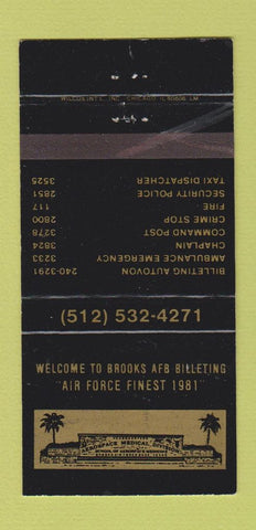 Matchbook Cover - Brooks Air Force Billeting 30 Strike
