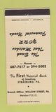 Matchbook Cover - First National Bankj of Strasburg PA Willow Street 30 Strike