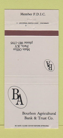 Matchbook Cover - Bourbon Agricultural Bank Paris KY 30 Strike