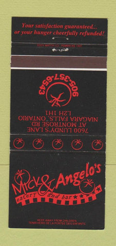 Matchbook Cover - Mick & Angelo's Restaurant Niagara Falls ON 30 Strike