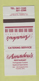Matchbook Cover - Amadeu's Restaurant Portuguese Toronto ON 30 Strike