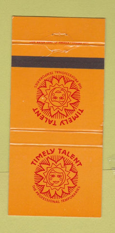 Matchbook Cover - Timely Talent Temp Agency Euclid OH Parma Heights 30 Strike