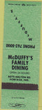 Matchbook Cover - McDuffy's Restaurant Portage IN green