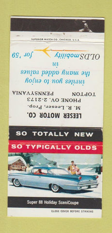 Matchbook Cover - Leeser Motors Topton PA Oldsmobile 1959 WEAR 30 Strike