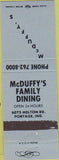 Matchbook Cover - McDuffy's Restaurant Portage IN blue