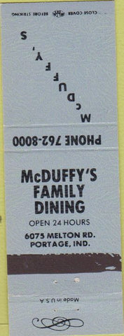 Matchbook Cover - McDuffy's Restaurant Portage IN blue