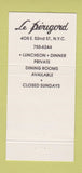Matchbook Cover - Le Perugord Restaurant New York City 30 Strike