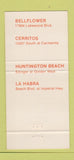 Matchbook Cover - Sunnys Cerritos La Habra Bellflower CA 30 Strike