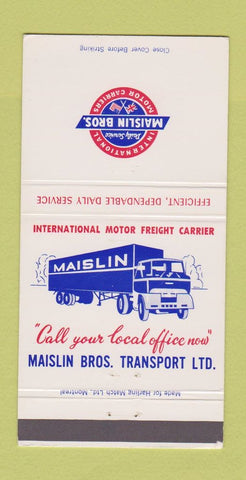 Matchbook Cover - Maislin Bros Trucking Canada 30 Strike