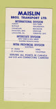 Matchbook Cover - Maislin Bros Trucking Canada 30 Strike