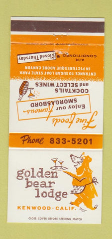 Matchbook Cover - Golden Bear Lodge Kenwood CA 30 Strike