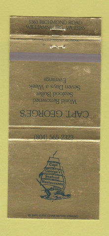 Matchbook Cover - Captain George's Seafood Williamsburg VA 30 Strike