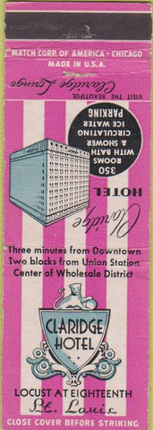 Matchbook Cover - Claridge Hotel St Louis MO