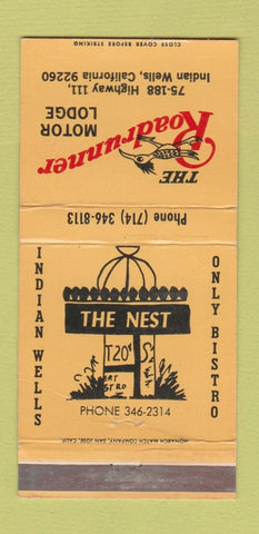 Matchbook Cover - The Roadrunner Motor Lodge Indian Wells CA WEAR 30 Strike
