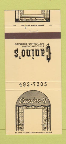 Matchbook Cover - Canino's Italian Restaurant Fort Collins Colorado 30 Strike