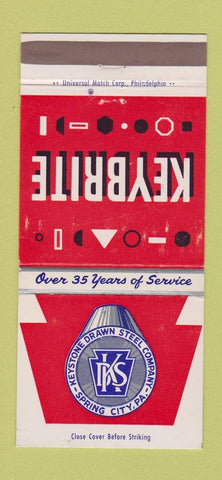 Matchbook Cover - Keybrite Keystone Steel Spring City PA 30 Strike