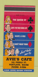 Matchbook Cover - Avie's Cafe Portland ME SAMPLE 30 Strike