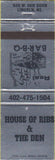 Matchbook Cover - House of Ribs Lincoln NE