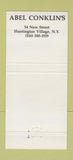 Matchbook Cover - Abel Conklin's Huntington Village NY 30 Strike