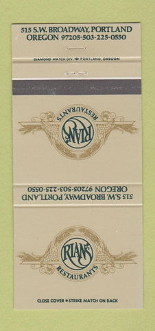 Matchbook Cover - Rian's Restaurants Portland OR 30 Strike