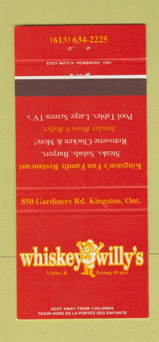 Matchbook Cover - Whiskey Willy's Restaurant Kingston ON 30 Strike