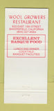 Matchbook Cover - Wool Growers Restaurant Bakersfield CA 30 Strike