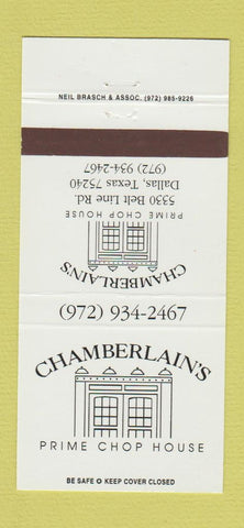 Matchbook Cover - Chamberlain's Chop House Dallas TX 30 Strike