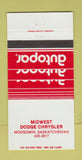 Matchbook Cover - Autopar Midwest Dodge Chrysler Moosomin SK 30 Strike