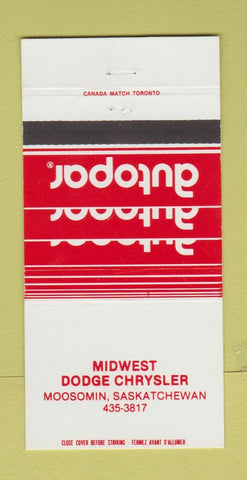 Matchbook Cover - Autopar Midwest Dodge Chrysler Moosomin SK 30 Strike