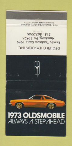 Matchbook Cover - 1973 Oldsmobile Degler Chevrolet Hamburg PA WEAR 30 Strike