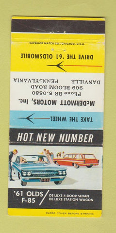 Matchbook Cover - 1961 Oldsmobile F-85 McDermott Danville PA 30 Strike