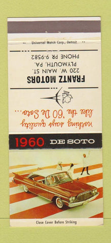 Matchbook Cover - 1960 DeSoto Frantz Plymouth PA 30 Strike