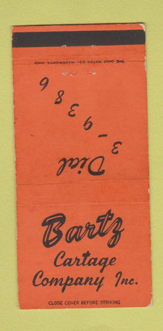 Matchbook Cover - Bartz Cartage Trucking Racine WI WEAR 30 Strike