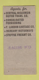 Matchbook Cover - Bartz Cartage Trucking Racine WI WEAR 30 Strike