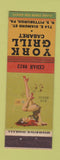 Matchbook Cover - York Grill Cabaret Pittsburgh PA pinup