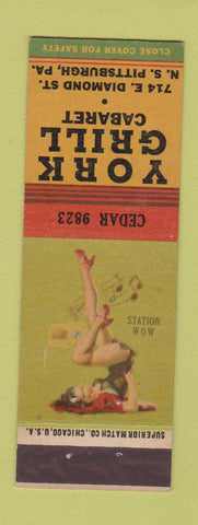 Matchbook Cover - York Grill Cabaret Pittsburgh PA pinup