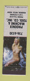 Matchbook Cover - Phoenix Machine Tool Warren MI pinup