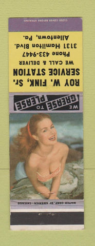 Matchbook Cover - Roy Fink oil gas Allentown PA pinup