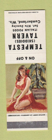Matchbook Cover - Tempesta Skiddies Tavern Italian Cumberland WI pinup
