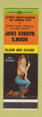 Matchbook Cover - Norm's Barber Shop Wheatland CA pinup