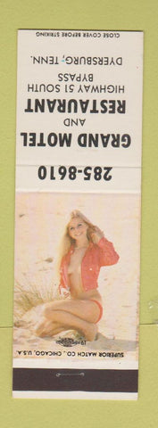 Matchbook Cover - Grand Motel Restuarnat Dyersburg TN pinup
