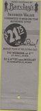Matchbook Cover - Barclay's Mens Clothes Minneapolis MN WEAR