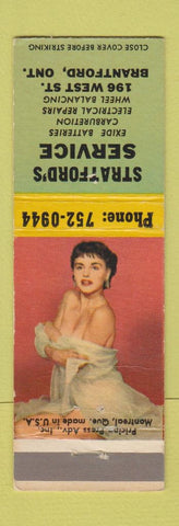 Matchbook Cover - Stratford's oil gas Brantford ON pinup