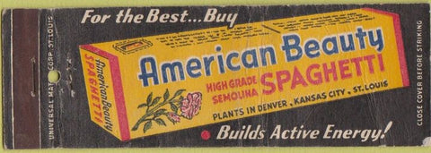 Matchbook Cover - American Beauty Spaghetti Denver Kansas City