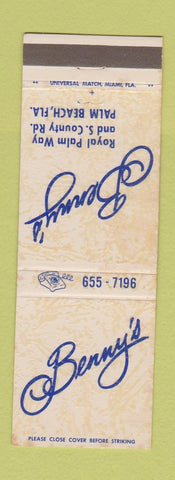 Matchbook Cover - Benny's Palm Beach FL